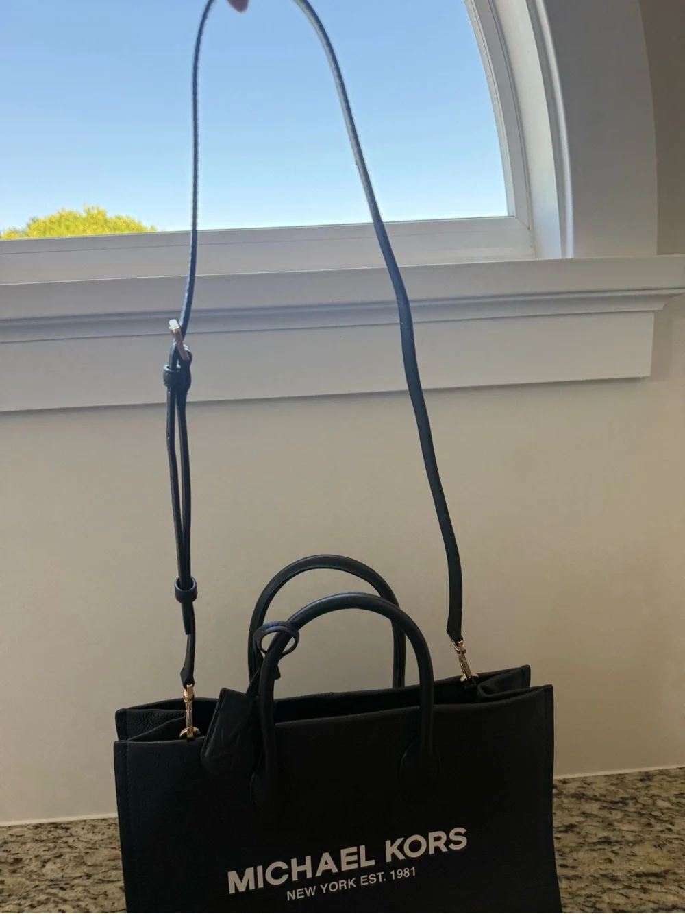Michael Kors Black Leather Logo Tote - Picture 4 of 4